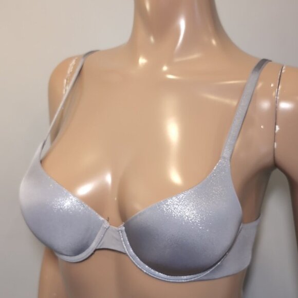 Victorias Secret Uplift Semi Demi Bra Push Up Underwire Glitter Convertible 32B - Picture 3 of 13